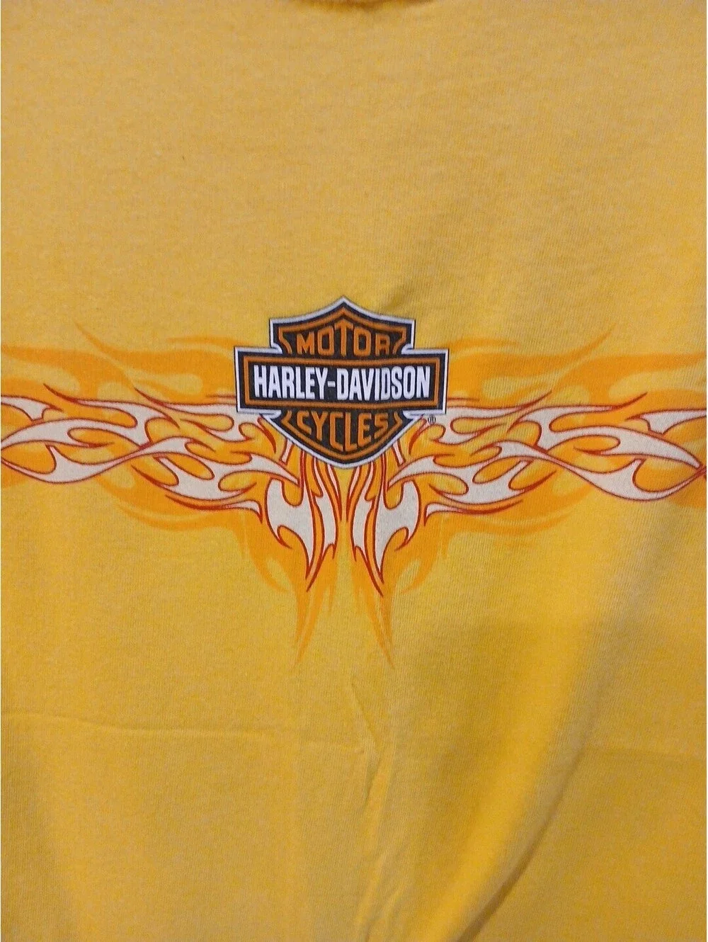Orange Harley Davidson Yellow flame t-shirt cut off Harding Corning,NY XL - Picture 2 of 5